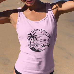 Anpassningsbar Påsklov Girls Resa Cute Beach Rolig Linne Med Racerback