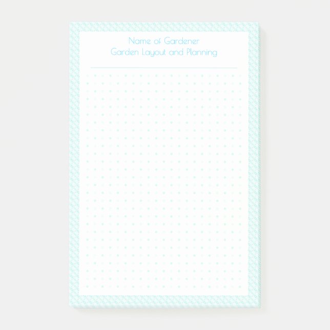 Anpassningsbar Pastel Blue Dot Grid Garden Layout  Post-it Block (Framsida)
