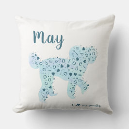 Anpassningsbar Pastel Blue Pudel Silhouette Dekora Kudde