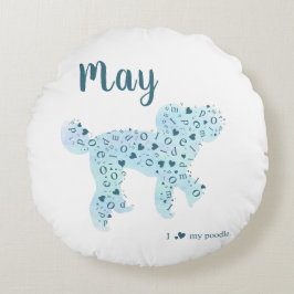 Anpassningsbar Pastel Blue Pudel Silhouette Dekora Rund Kudde