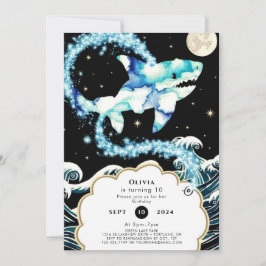 Anpassningsbar Pastel Enchanted Shark Birthday Inbjudningar