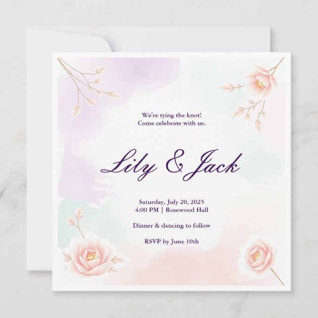 Anpassningsbar Pastel Färg bröllopsinbjudan Inbjudningar (Framsida)