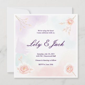 Anpassningsbar Pastel Färg bröllopsinbjudan Inbjudningar