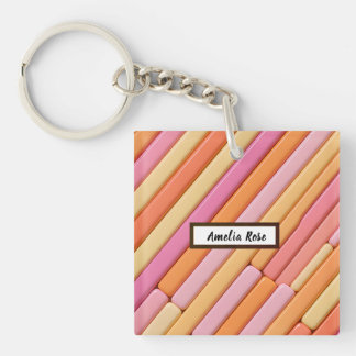 Anpassningsbar Pastel Geometric Acrylic Keychain -