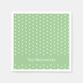 Anpassningsbar Pastel Grönt och White Polka Dot På Pappersservett