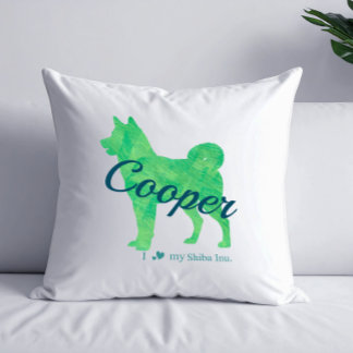 Anpassningsbar Pastel Grönt Shiba Inu Silhouette P Kudde