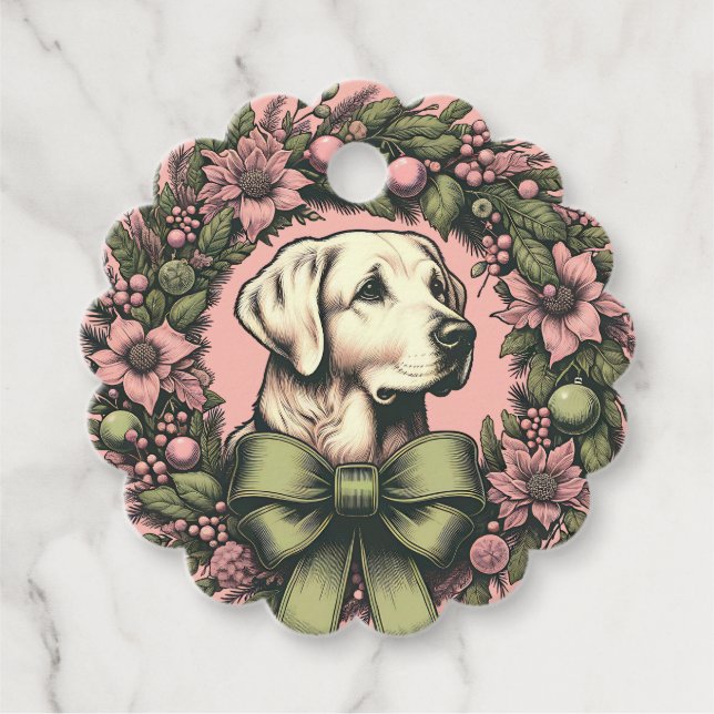 Anpassningsbar Pastel Gult Labrador Julafton Gift  Gåvor Etiketter (Framsida)