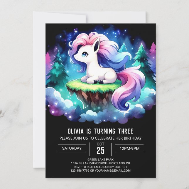 Anpassningsbar Pastel Horse Birthday Inbjudningar (Framsida)