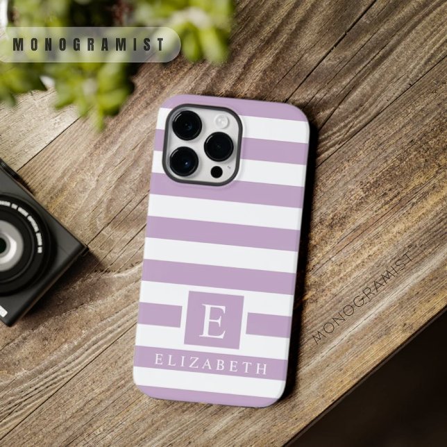 Anpassningsbar Pastel Light Soft Lila White Rand (Custom Pastel Light Soft Purple White Stripes Case-Mate iPhone Case)