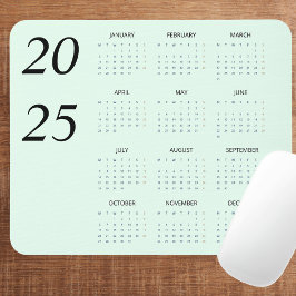 Anpassningsbar Pastel Mint 2025 Calendar-Elegant Musmatta