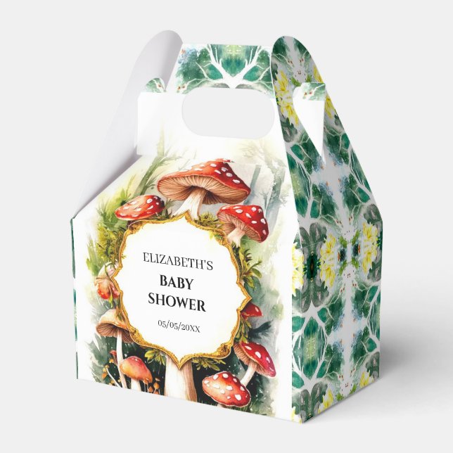 Anpassningsbar Pastel Mushroom Baby Shower Presentaskar (Framsidan Sidan)