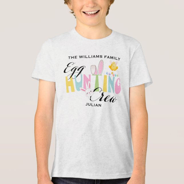 Anpassningsbar Pastel Påskägg Hunting Crew Påsk T Shirt (Framsida)