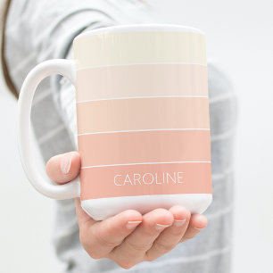 Anpassningsbar Pastel Peach Coral Orange Rand Möns Kaffemugg