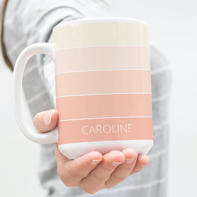 Anpassningsbar Pastel Peach Coral Orange Rand Möns Kaffemugg (Skapare uppladdad)