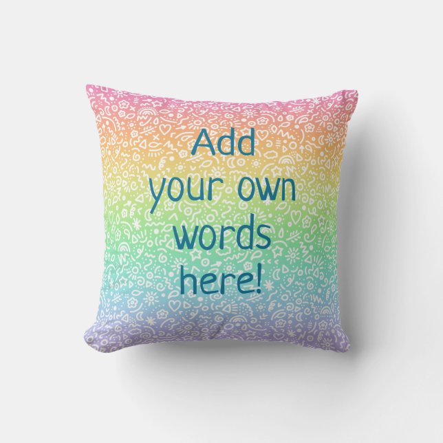 Anpassningsbar Pastel Rainbow Dekorativ kudde (Framsida)