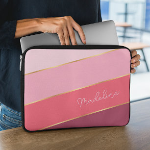 Anpassningsbar Pastel Ro Dusty Rosa Stripe Art Laptop Fodral