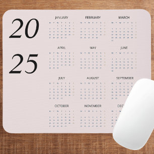 Anpassningsbar Pastel Rosa 2025 Calendar Elegant Musmatta