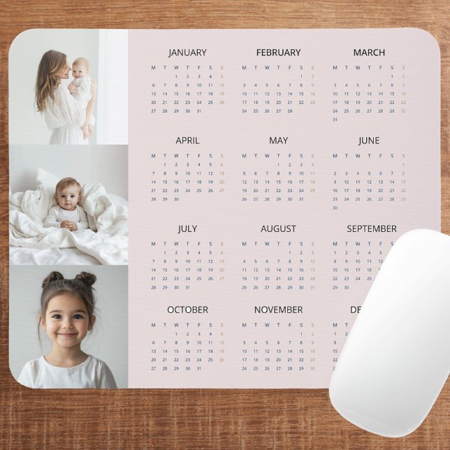 Anpassningsbar Pastel Rosa 2025 Calendar Family Ph Musmatta (Skapare uppladdad)
