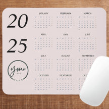 Anpassningsbar Pastel Rosa 2025-kalender med Logot