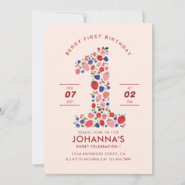 Anpassningsbar Pastel Rosa Berry Sweet Strawberry Inbjudningar