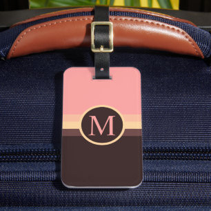 Anpassningsbar Pastel Rosa Gult Brown Färg Block Bagagebricka