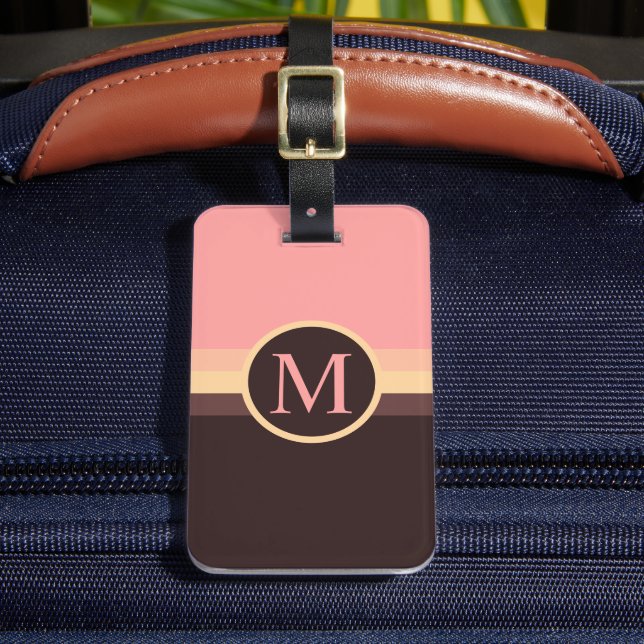 Anpassningsbar Pastel Rosa Gult Brown Färg Block Bagagebricka (Framsida Insitu 2)