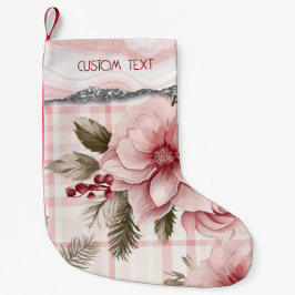 Anpassningsbar Pastel Rosa Juldag Blommigt Play Liten Julstrumpa