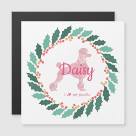 Anpassningsbar Pastel Rosa Pudel julgranskort