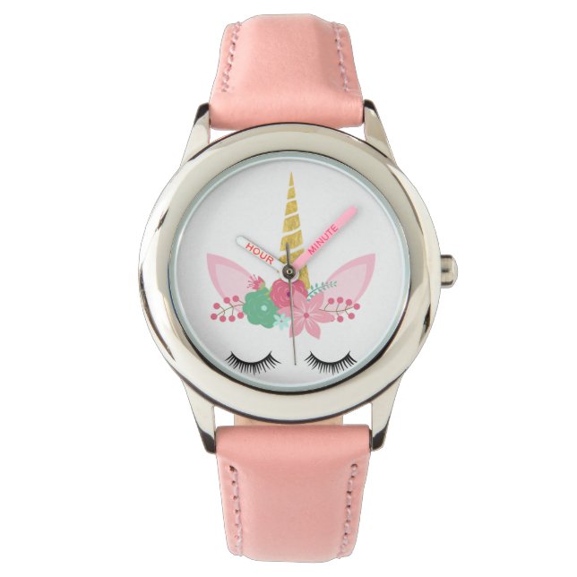 ANPASSNINGSBAR PASTEL ROSA UNICORN WATCH ARMBANDSUR (Framsida)