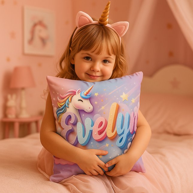 Anpassningsbar Pastel Unicorn Namn Pillow Kudde (Skapare uppladdad)