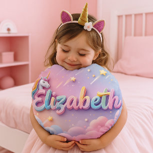 Anpassningsbar Pastel Unicorn Namn Pillow Rund Kudde