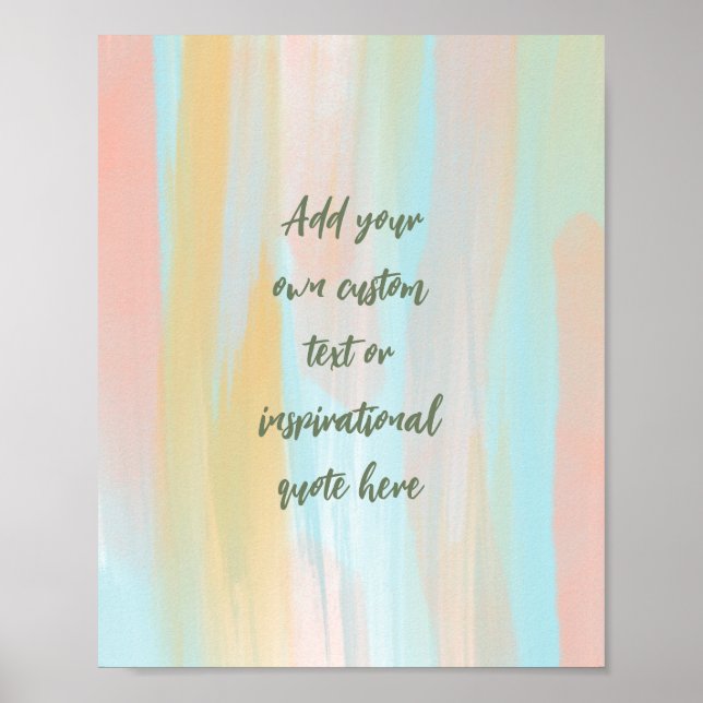 Anpassningsbar Pastel Watercolor Motivational Quot Poster (Framsidan)