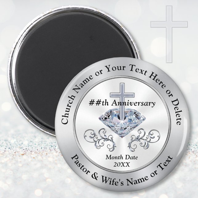 Anpassningsbar Pastor eller Church Anni Party favo Magnet (Personalised, Church Anniversary Gifts. Ideas for Church Anniversary Celebrations. Church Favors.   )
