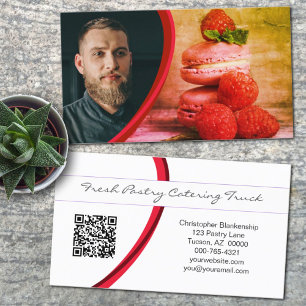 Anpassningsbar Pastry and Chef Photo med QR-kod Visitkort