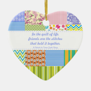 Anpassningsbar Patchwork Quilt Shop-kampanjer Julgransprydnad Keramik