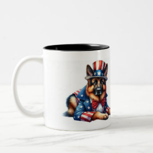 Anpassningsbar Patriotic farbror Sam German Shephe Två-Tonad Mugg