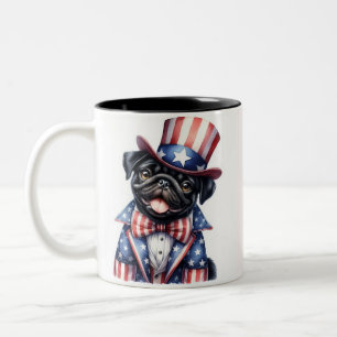 Anpassningsbar Patriotic farbror Sam Pug 4 juli Mu Två-Tonad Mugg