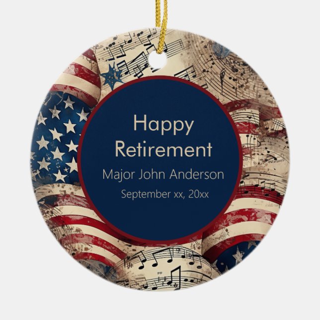 Anpassningsbar Patriotic Pension Party Julgransprydnad Keramik (Framsidan)