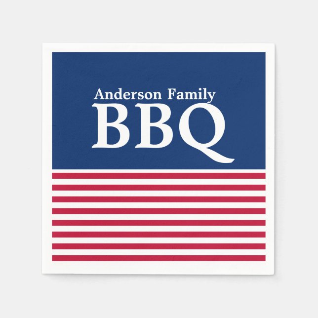 Anpassningsbar Patriotic Red, White and Blue Pappersservett (Framsidan)