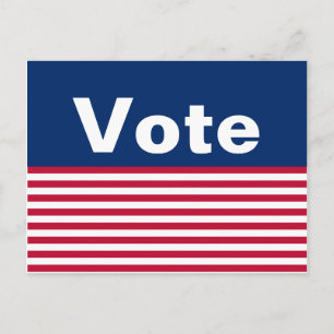 Anpassningsbar Patriotic Red White och Blue Vote P Vykort