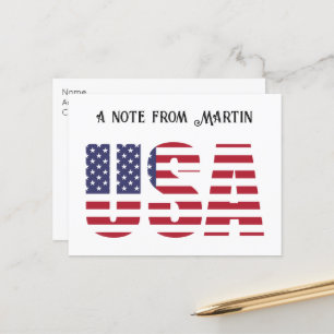 Anpassningsbar Patriotic USA flagga, ett meddeland Vykort