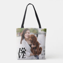 Anpassningsbar Paw Print Tote Bag - Hund älskare