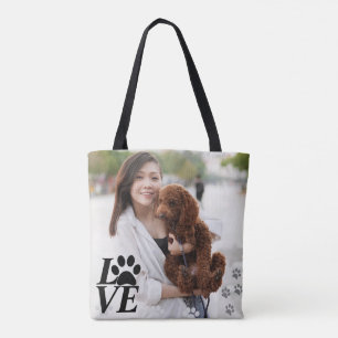 Anpassningsbar Paw Print Tote Bag - Hund älskare Tygkasse