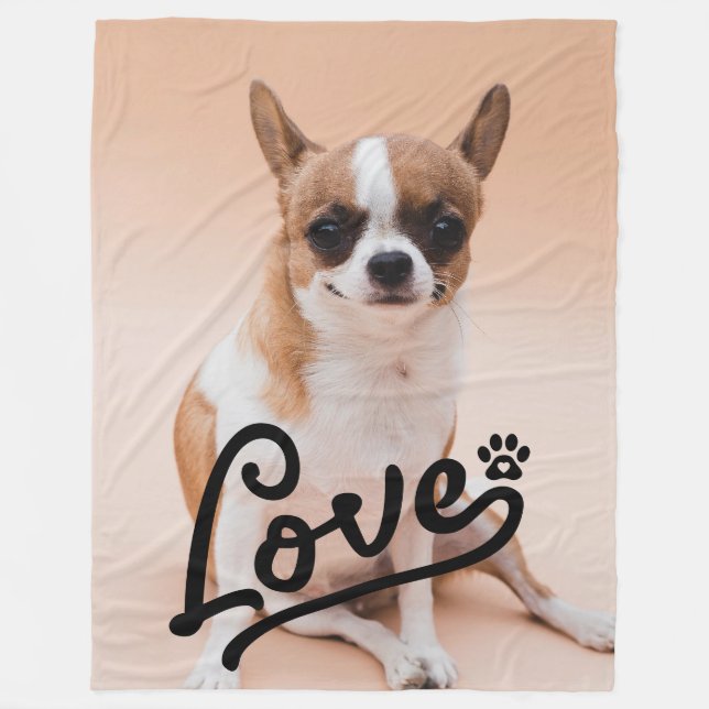 Anpassningsbar Paw Skriv ut fotosvart Hund älskare Fleecefilt (Framsidan)