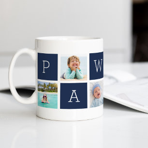 Anpassningsbar Pawpaw Grandfather Photo Collage Kaffemugg