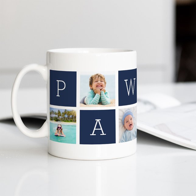 Anpassningsbar Pawpaw Grandfather Photo Collage Kaffemugg (Skapare uppladdad)