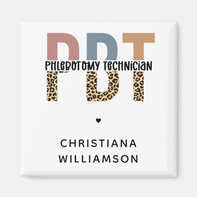 Anpassningsbar PBT Phlebotomy Technician Leopard S Magnet (Framsidan)