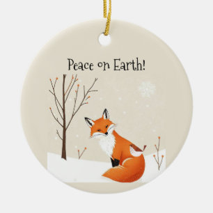 Anpassningsbar Peace Earth Minimalist Fox Bird Ani Julgransprydnad Keramik