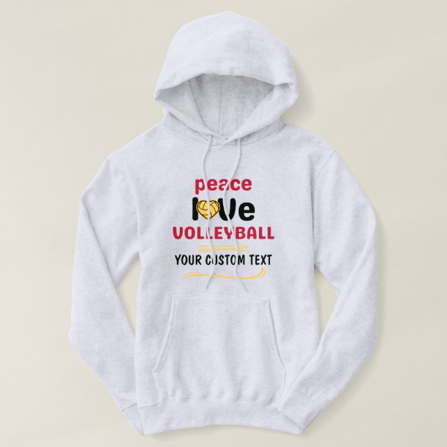anpassningsbar Peace Kärlek Volleyball-spelare röd Hoodie (Design framsida)