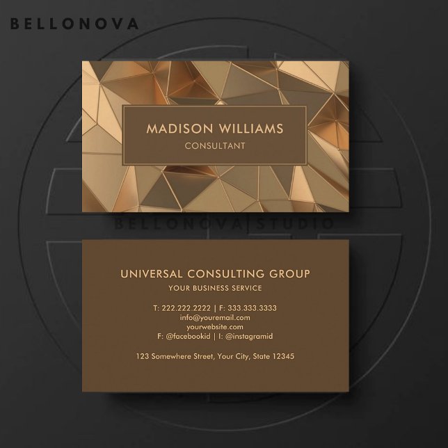 Anpassningsbar Peach Guld Brown Diamond Profession Visitkort (Custom Peach Gold Brown Diamond Professional Business Card)